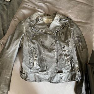 Faux leather moto jacket